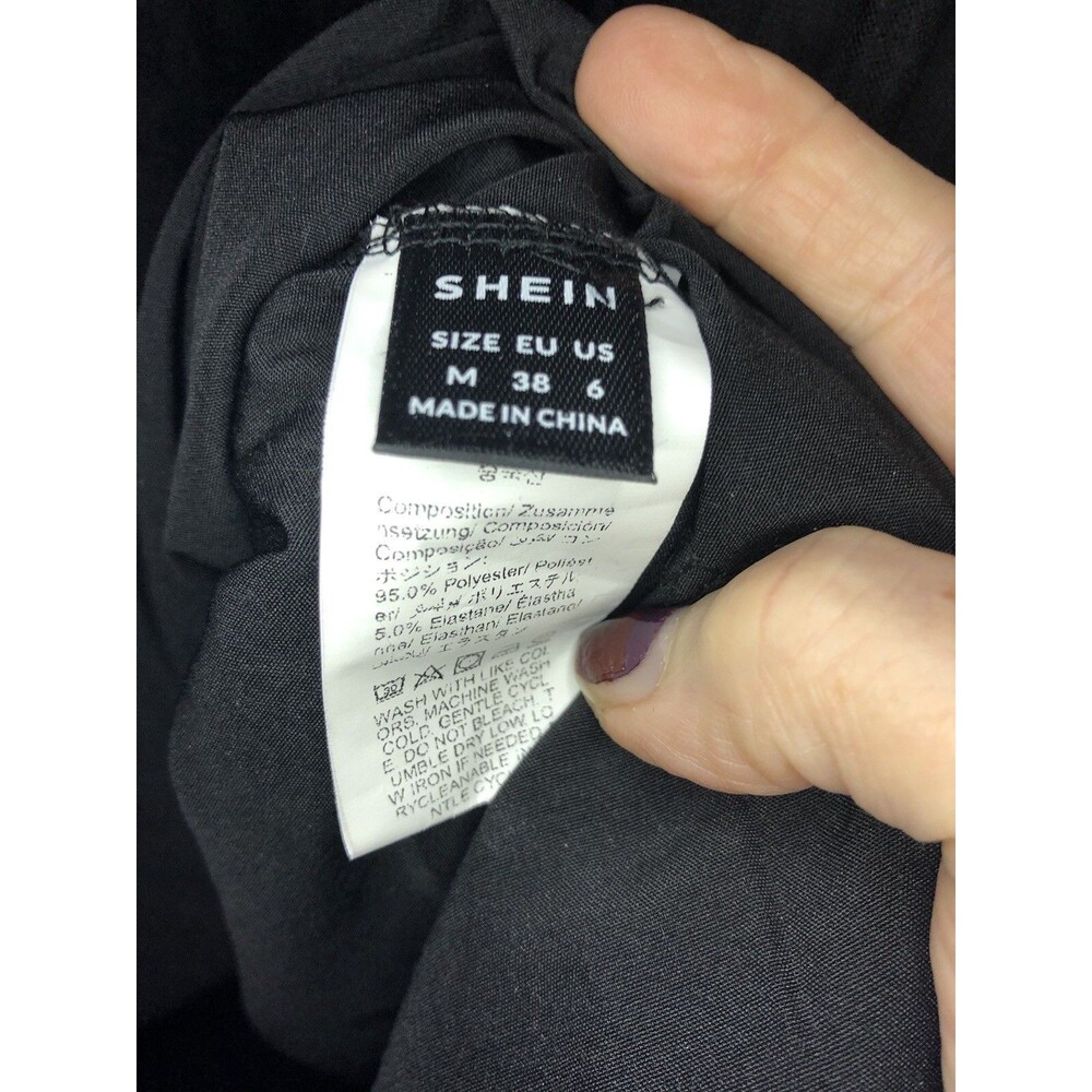 Shein Dress 6 Medium Sleeveless Black Toile Overlay Multi Embmroidered Flowers - Picture 6 of 6